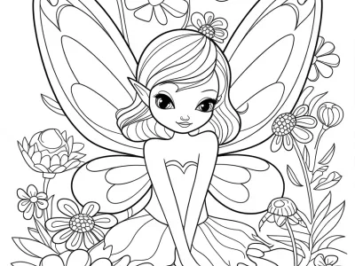 Cute Fantasy Fairy Coloring Page