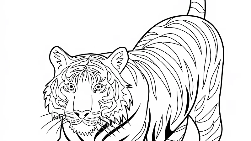 Exploring the Wild: Creative Tiger Coloring Page for Kids and Adults