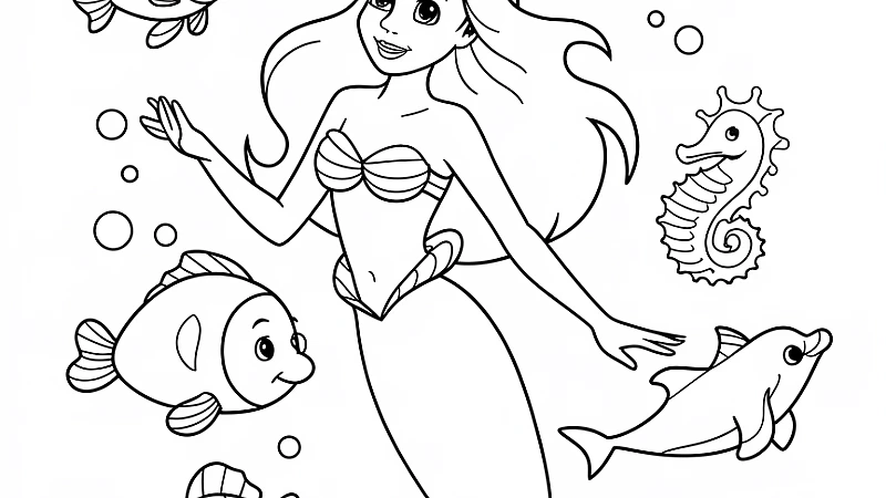 Discover the Magic of the Little Mermaid Coloring Page
