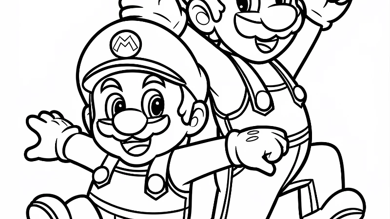 Explore Fun with Mario and Luigi Coloring Pages