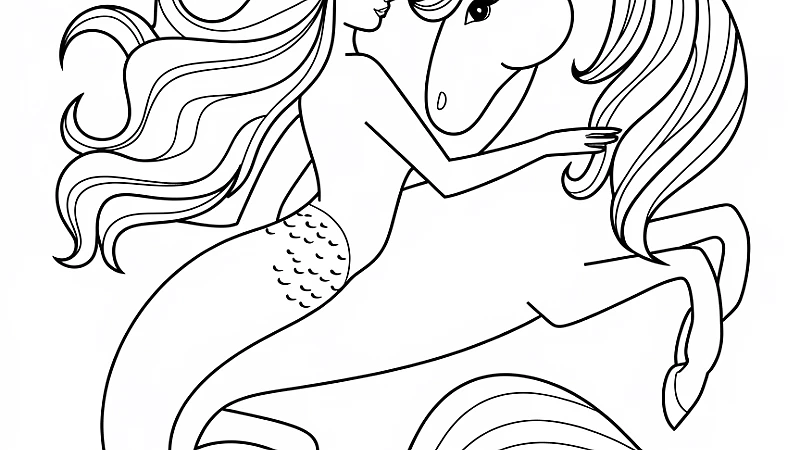 Explore the Magic with a Mermaid Unicorn Coloring Page