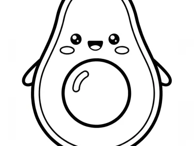Beautiful Kawaii Avocados Coloring Page
