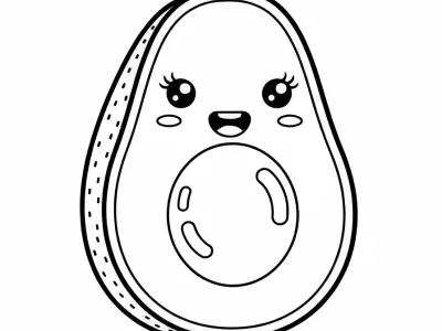 Delightful Kawaii Avocados In Nature Coloring Page