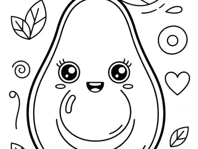 Fun Kawaii Avocados Coloring Page