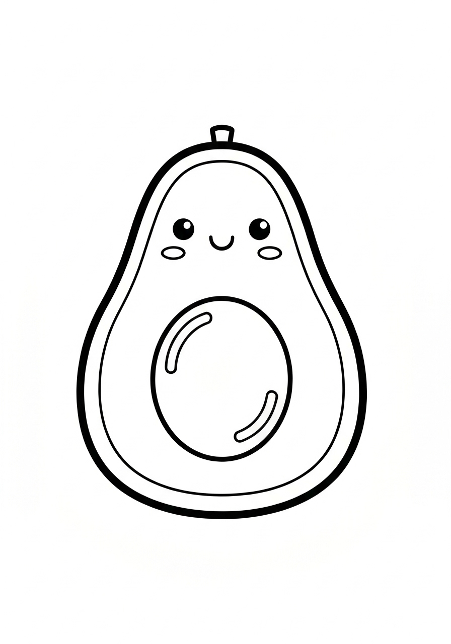 Incredible Kawaii Avocados Coloring Page