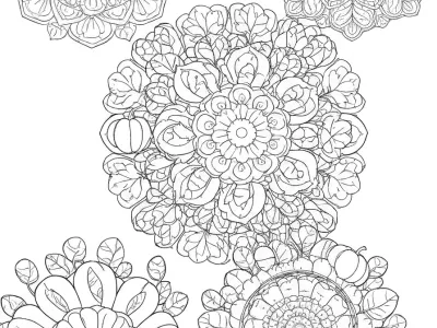 Beautiful Autumn Mandalas Coloring Page