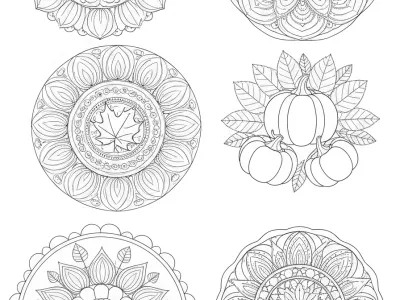Creative Autumn Mandalas Coloring Page