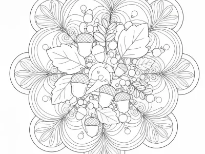 Delightful Autumn Mandalas In Nature Coloring Page