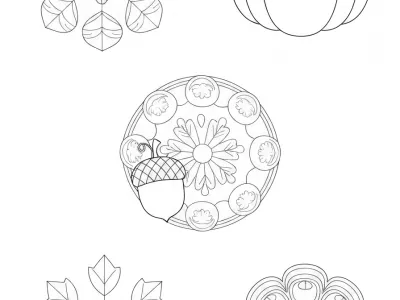 Happy Autumn Mandalas Coloring Page