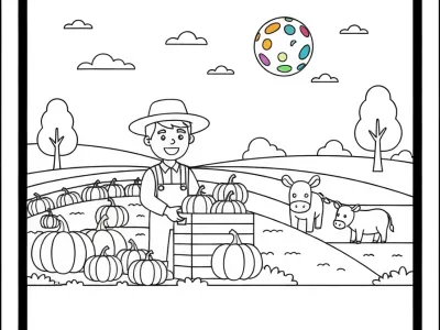 Delightful Harvest Moon Celebration With Decorations Coloring Page