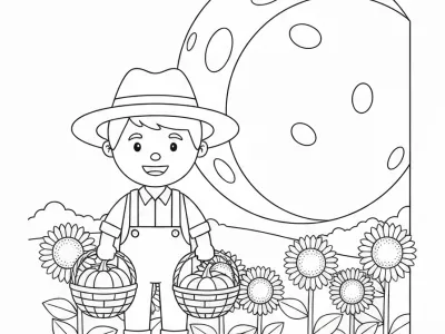 Enchanting Harvest Moon Celebration Coloring Page