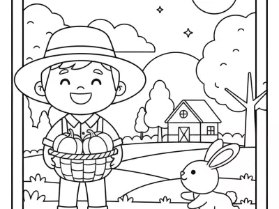 Incredible Harvest Moon Celebration Coloring Page