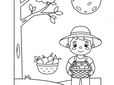 Joyful Festive Harvest Moon Celebration Coloring Page