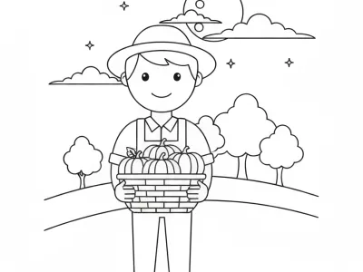 Magical Harvest Moon Celebration Coloring Page