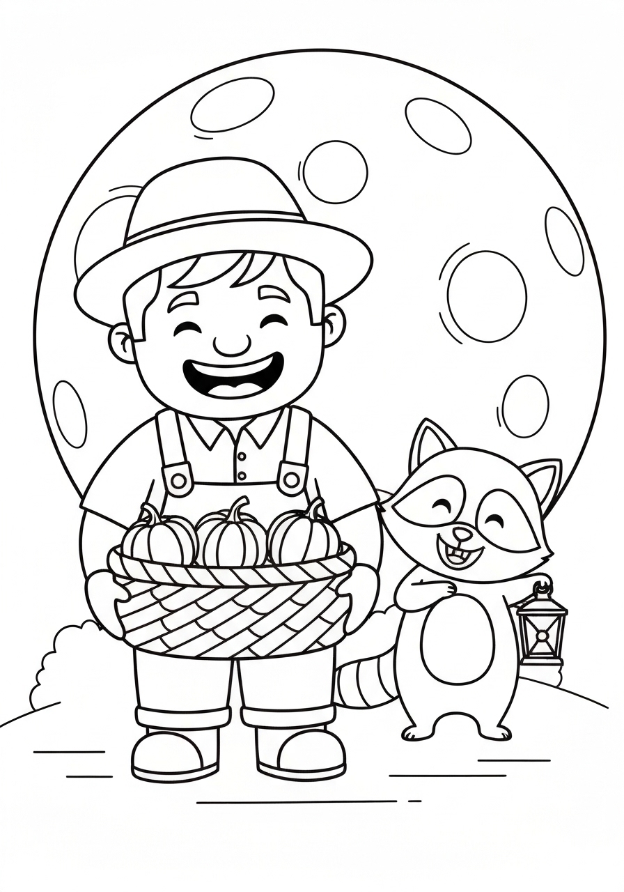 Outstanding Harvest Moon Celebration Coloring Page