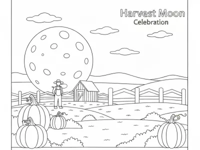Perfect Harvest Moon Celebration Coloring Page