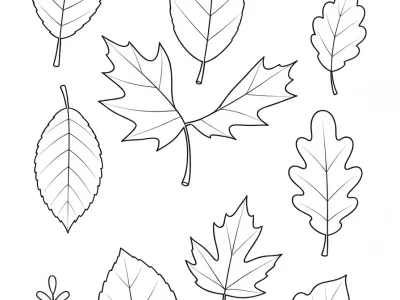 Creative Autumn Leaf Designs Coloring Page