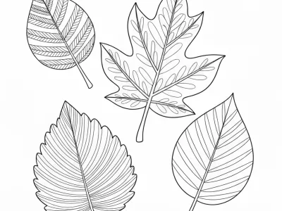 Fun Autumn Leaf Designs Coloring Page