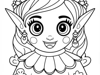 Kawaii Elf Coloring Page Delight