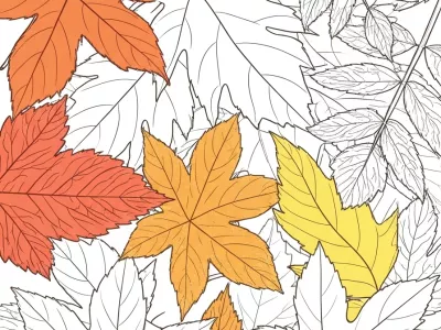 Joyful Autumn Leaf Designs With Decorations Coloring Page