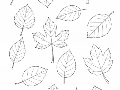 Nice Autumn Leaf Designs With Decorations Coloring Page