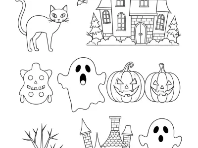 Amazing Haunted Halloween Designs With Patterns Coloring Page
