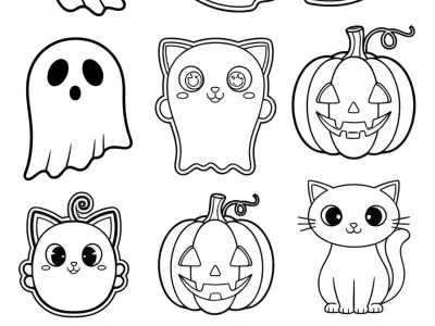 Enchanting Haunted Halloween Designs Coloring Page