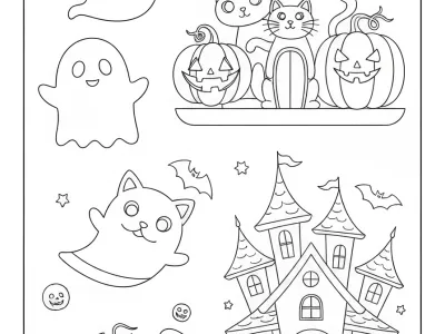Happy Haunted Halloween Designs Coloring Page