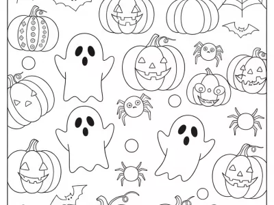 Lovely Haunted Halloween Designs Coloring Page