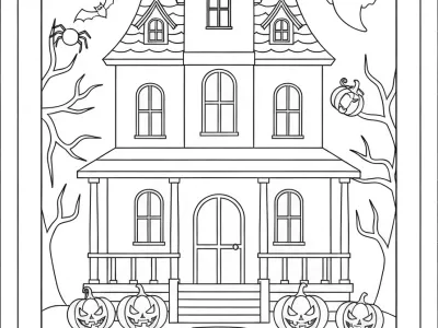 Magical Haunted Halloween Designs Coloring Page