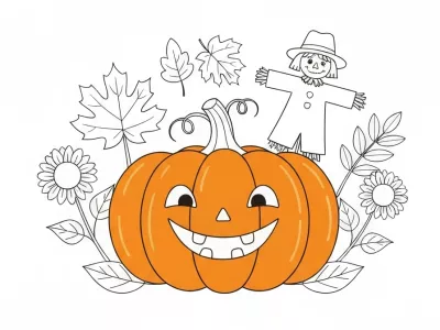 Delightful Funny Harvest Time Fun Coloring Page