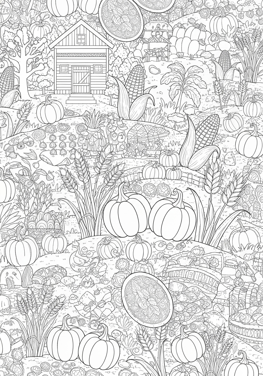 Happy Harvest Time Fun Coloring Page
