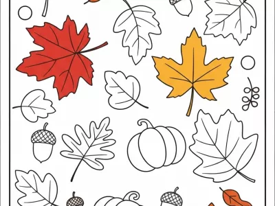 Amazing Festive Fall Foliage With Patterns Coloring Page