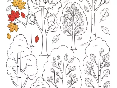 Creative Festive Fall Foliage Coloring Page