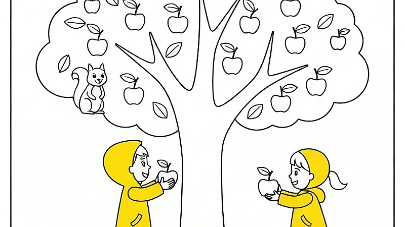 Amazing Autumn Apple Picking Adventure Coloring Pages (Free PDF Printables)