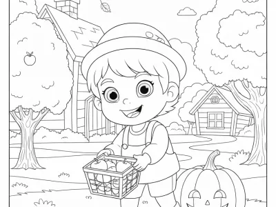 Perfect Autumn Apple Picking Adventure Coloring Page