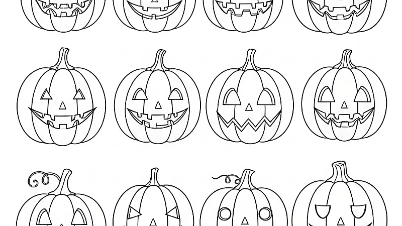 Amazing Halloween Pumpkin Carving Ideas Coloring Pages (Free PDF Printables)