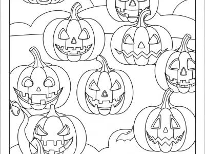 Creative Halloween Pumpkin Carving Ideas Coloring Page