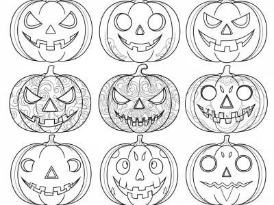 Fun Halloween Pumpkin Carving Ideas Coloring Page