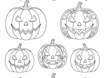 Happy Halloween Pumpkin Carving Ideas Coloring Page