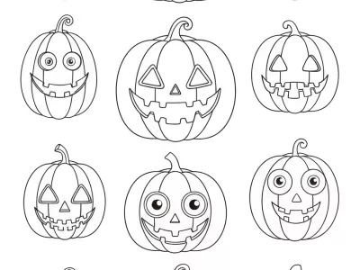 Joyful Halloween Pumpkin Carving Ideas Coloring Page