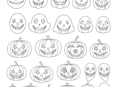 Lovely Halloween Pumpkin Carving Ideas Coloring Page