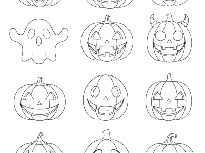 Outstanding Halloween Pumpkin Carving Ideas Coloring Page